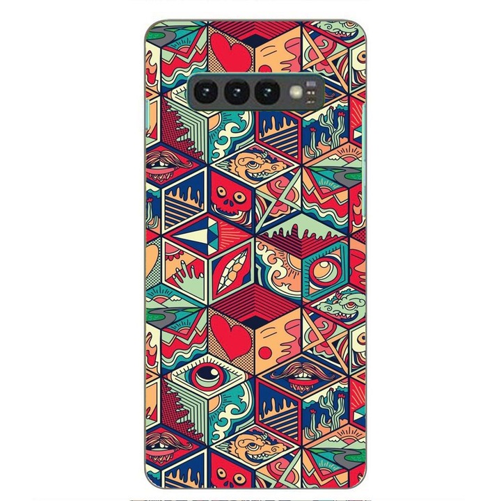 Кейс, съвместим с Samsung Galaxy S10 Plus Silicone Gel Tpu Pop Art Geometric Model