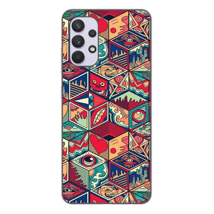 Husa compatibila cu Samsung Galaxy A32 4G Silicon Gel Tpu Model Pop Art Geometric