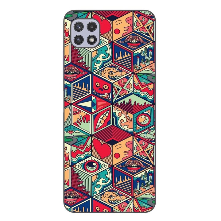 Husa compatibila cu Samsung Galaxy A22 5G Silicon Gel Tpu Model Pop Art Geometric