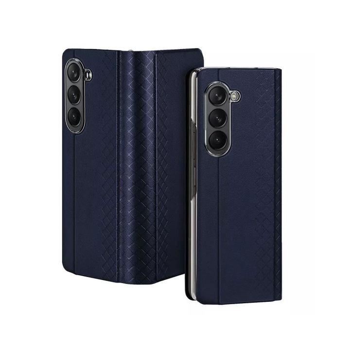 Husa Spate Duxducis Bril Compatibila Cu Samsung Galaxy Z Fold 5, Piele Ecologica, Blue