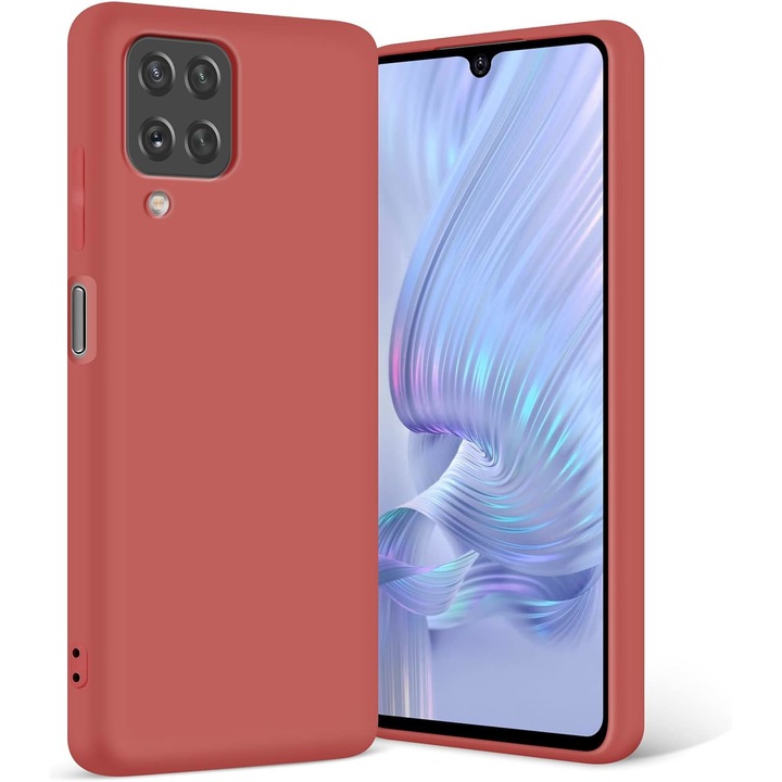 Samsung A12 Soft Silicone Daden® tok, fekete, ultravékony, mikroszálas belső, piros
