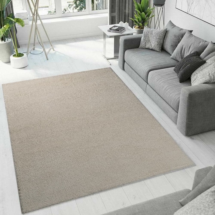 Микро бял килим, 200x300 см, правоъгълник