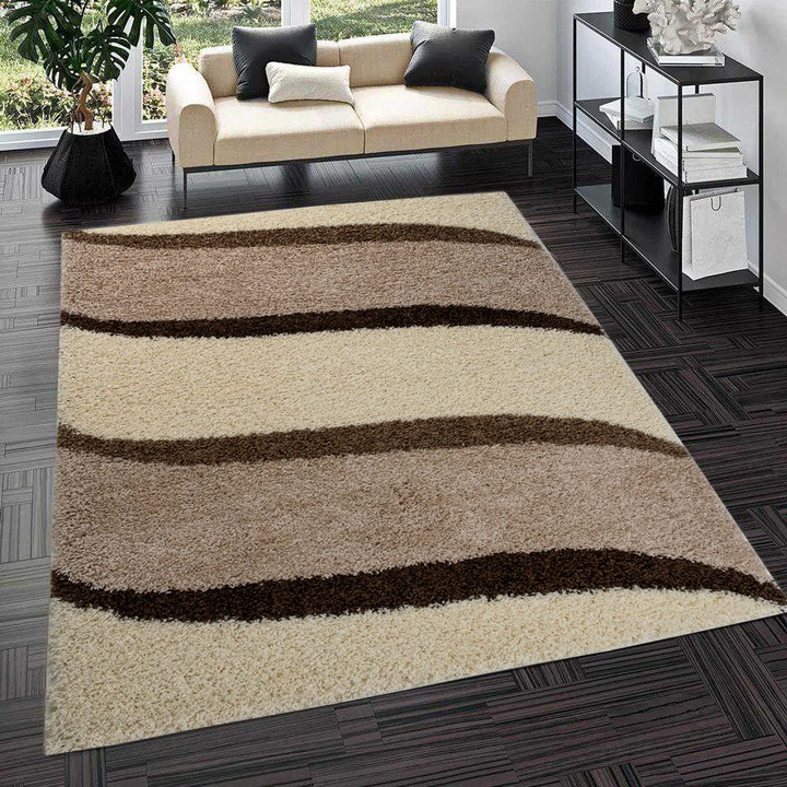 Covor Shaggy Val Bej, 100x200 cm, Oval, 2700 g/mp, Polipropilena