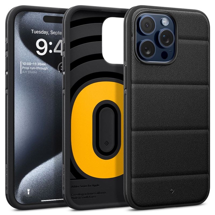 Калъф Spigen за iPhone 15 Pro, Caseology Athlex, Черен