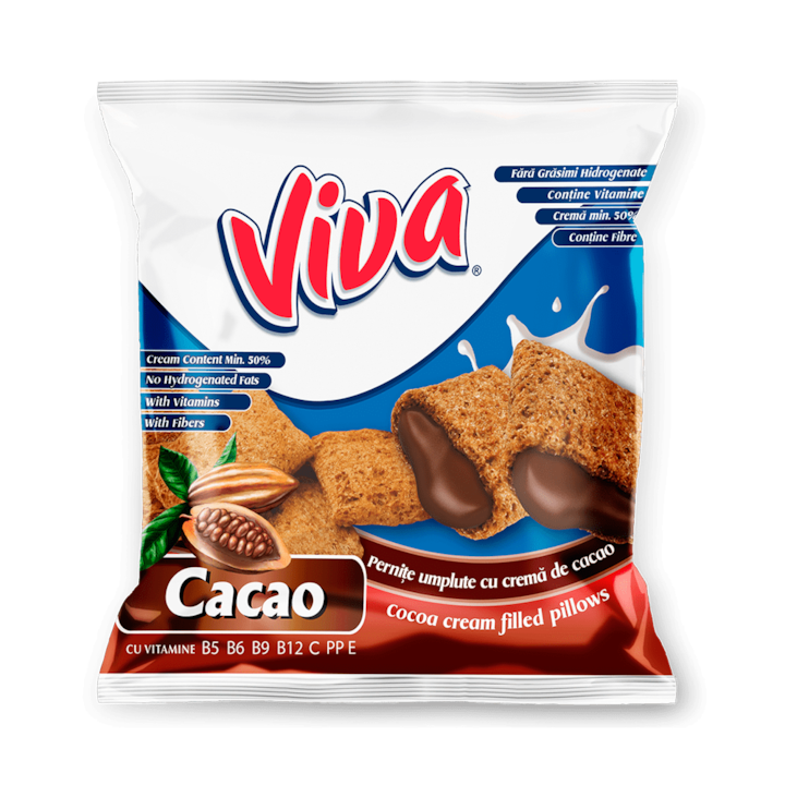 VIVA Pernite umplute cu crema de cacao, 6 x 100g