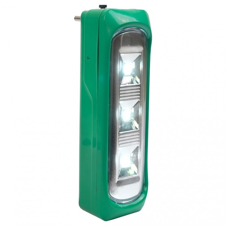 LED-es napelemes reflektor, Lightex, 3W, 220V, 6500K, 200lm, 4V1600mAh, Csatlakozóval, zöld