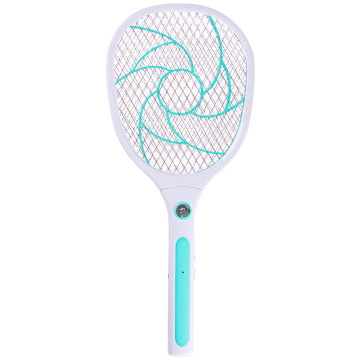 Електрическа бъркалка за комари, Акумулаторна, GOGOU®, против насекоми, мухи, комари, Дом и градина, Бяла/Синя