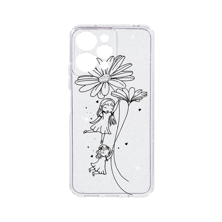 Husa BestCase® Crystal Glitter 2MM, Съвместим с Xiaomi Redmi 12, Sisters, Противоударна, Устойчива на износване, Защита за камера, ST 1047