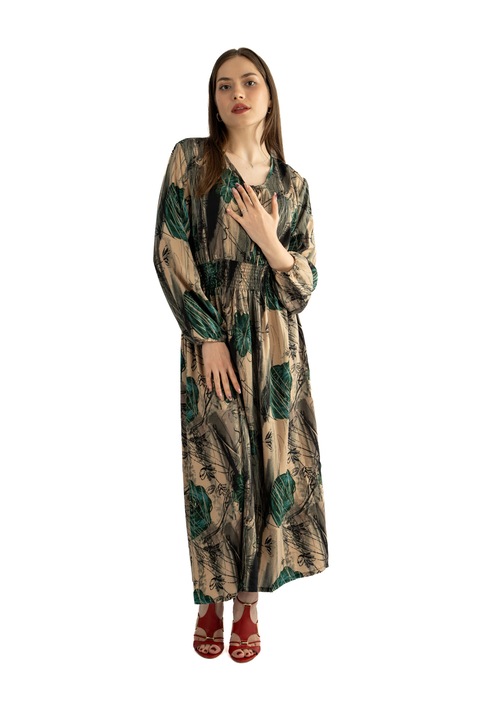 Rochie lunga dama 2366, Verde/Bej