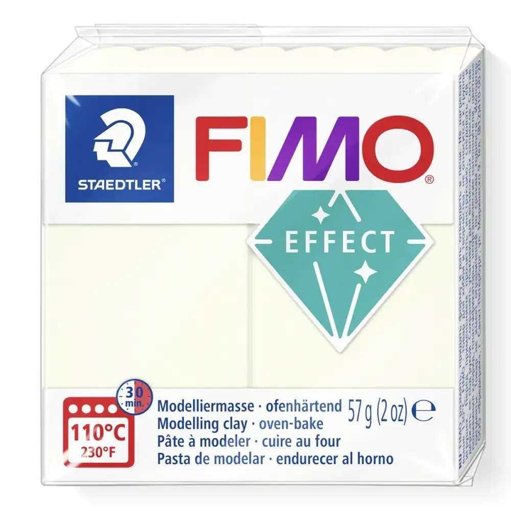 Pasta de modelaj FIMO Effect 57g Neon Fluorescent Alb verzui