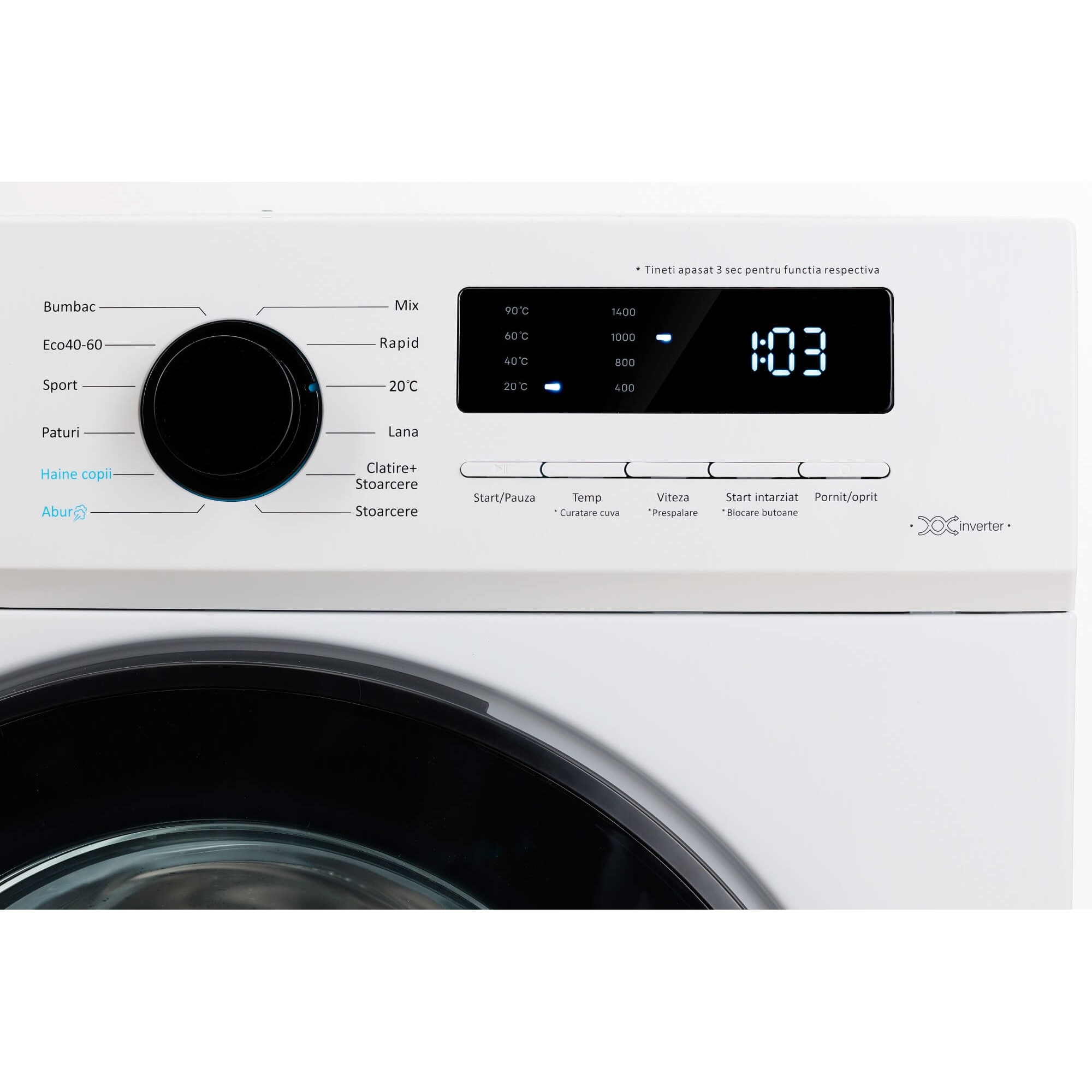 Masina de spalat rufe LDK Queen INV714SBKD, 7 Kg, Clasa A, 1400 rpm, Steam, Amanare pornire, DrumClean, Motor Inverter, Alb