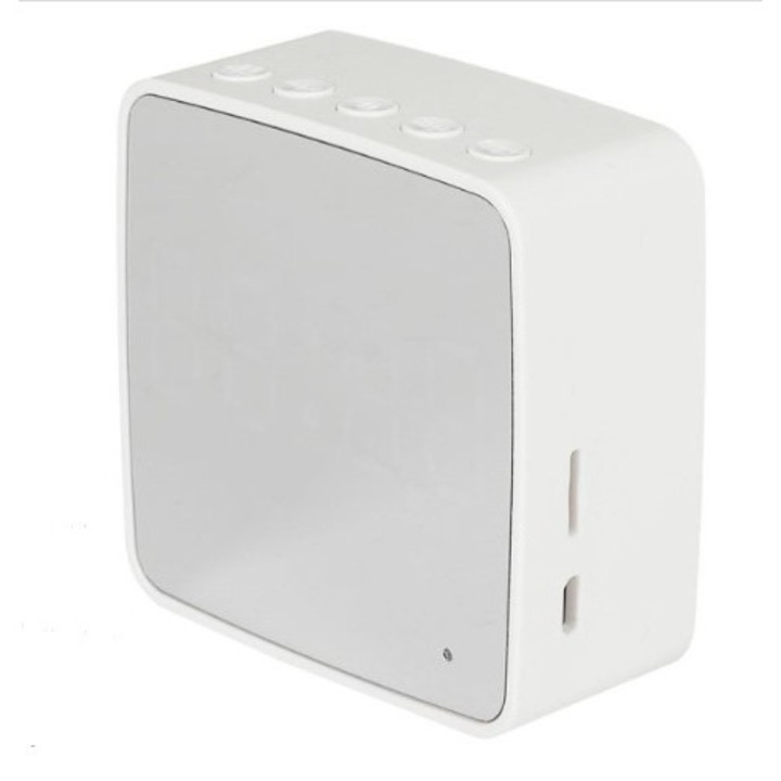 Ceas multifunctional 2 in 1 cu LED stil oglinda, alarma digitala, afisaj mare, si boxa portabila 3W