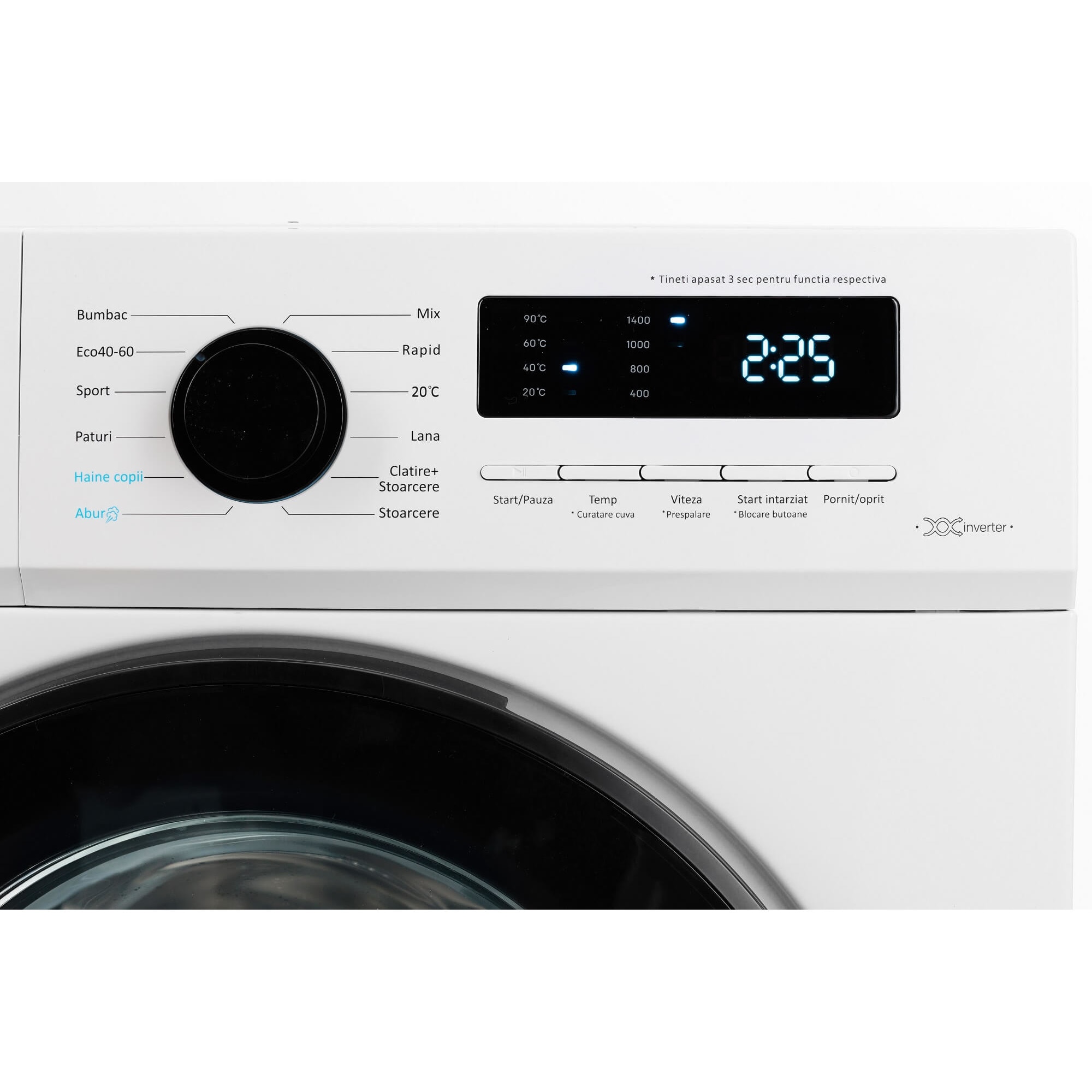 Masina de spalat rufe LDK Queen INV814SBKD, 8 Kg, Clasa A, 1400 rpm, Steam, Amanare pornire, DrumClean, Motor Inverter, Alb