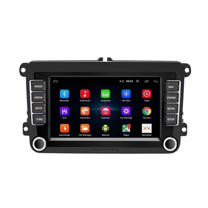 Navigatie auto INOVA® 2DIN display 7" dedicata VW, Skoda, Seat, GPS, Wireless, Bluetooth 4.0, 1GB RAM, 32GB ROM, Android 13, Quad-Core 1.3 GHz, Touchscreen, Hands-free, Radio FM