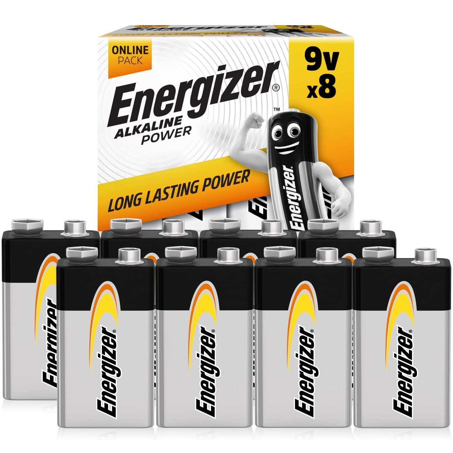 Baterii Energizer Alkaline Power 9V, 8 buc