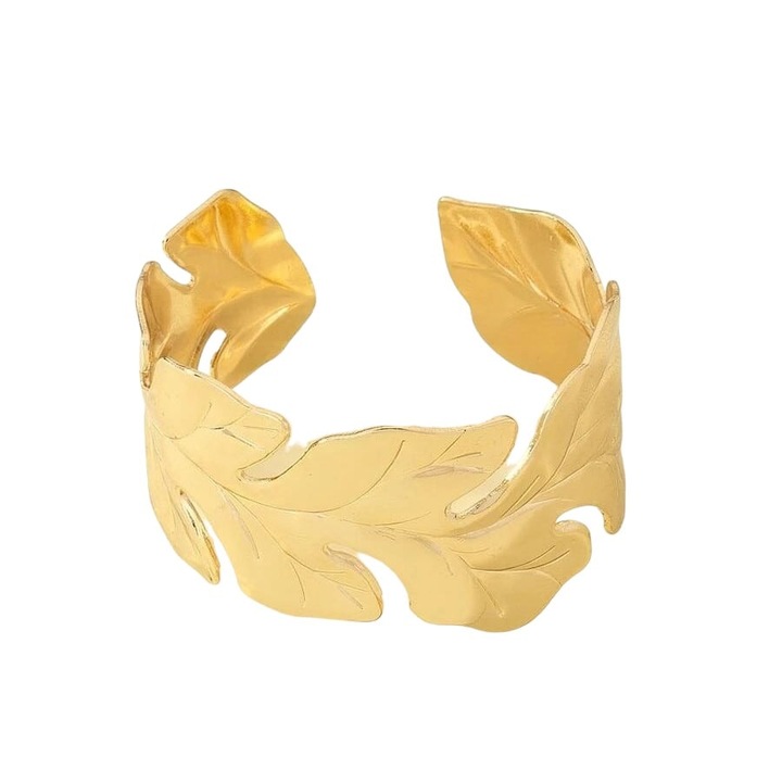 Bratara aurie, ajustabila, forma de frunza, Roda C9