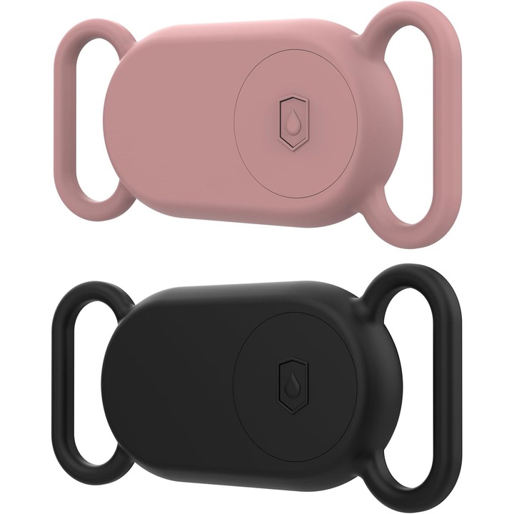 2 db-os védőtok Samsung Galaxy SmartTag2 tokhoz, MATCHEASY, szilikon, állatbarát, fekete/rózsaszín