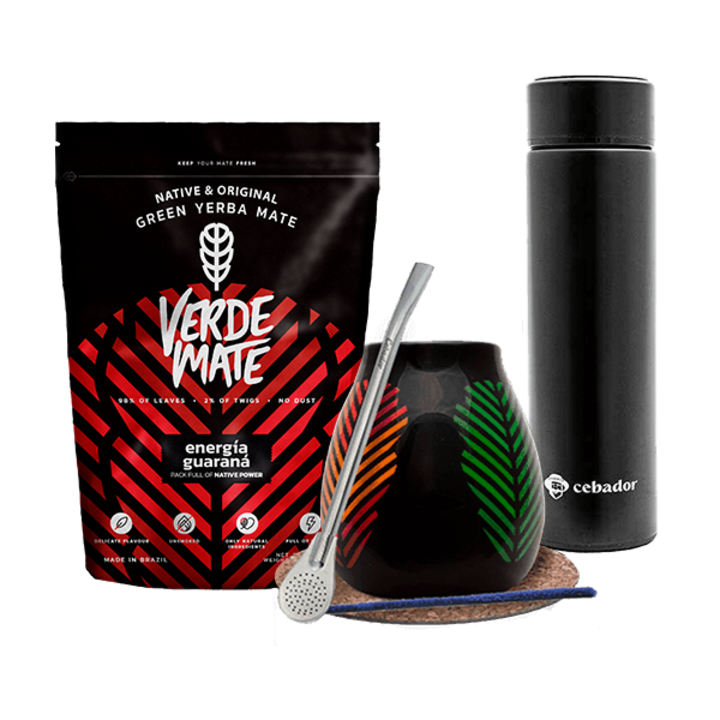 Ceai Yerba Mate Set Verde Mate Guarana 500g Termos LED, 480ml Cana 350 ml