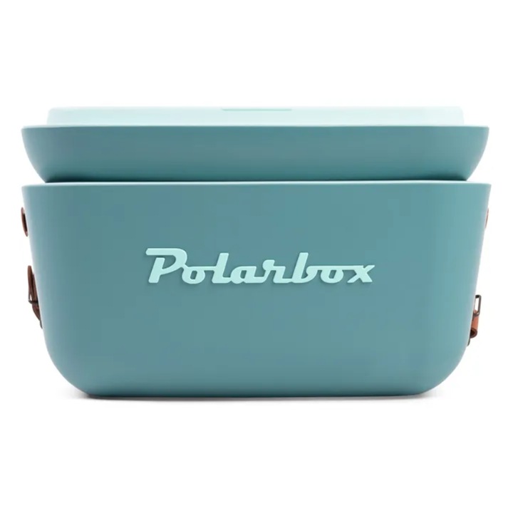 Polarbox hűtőszekrény, Classic, űrtartalom 12 liter, retro dizájn, hidegen tartja az italokat és az ételeket, ideális piknikhez/strandra/túrázáshoz, hermetikus záródás, bőrrúd, kék