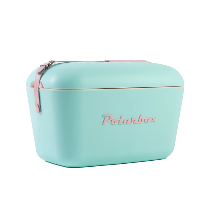Хладилна кутия Polarbox, Pop, 20 л, Ретро дизайн, Запазва напитките и храната студени, За пикник/плаж/туризъм, Херметично затваряне, Пастелно зелен
