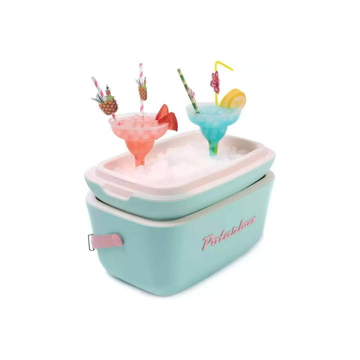 Polarbox, Pop, капацитет 12 литра, ретро дизайн, запазва напитките и храната студени, идеален за пикник/плаж/туризъм, херметично затваряне, кожен бар, пастелно зелен