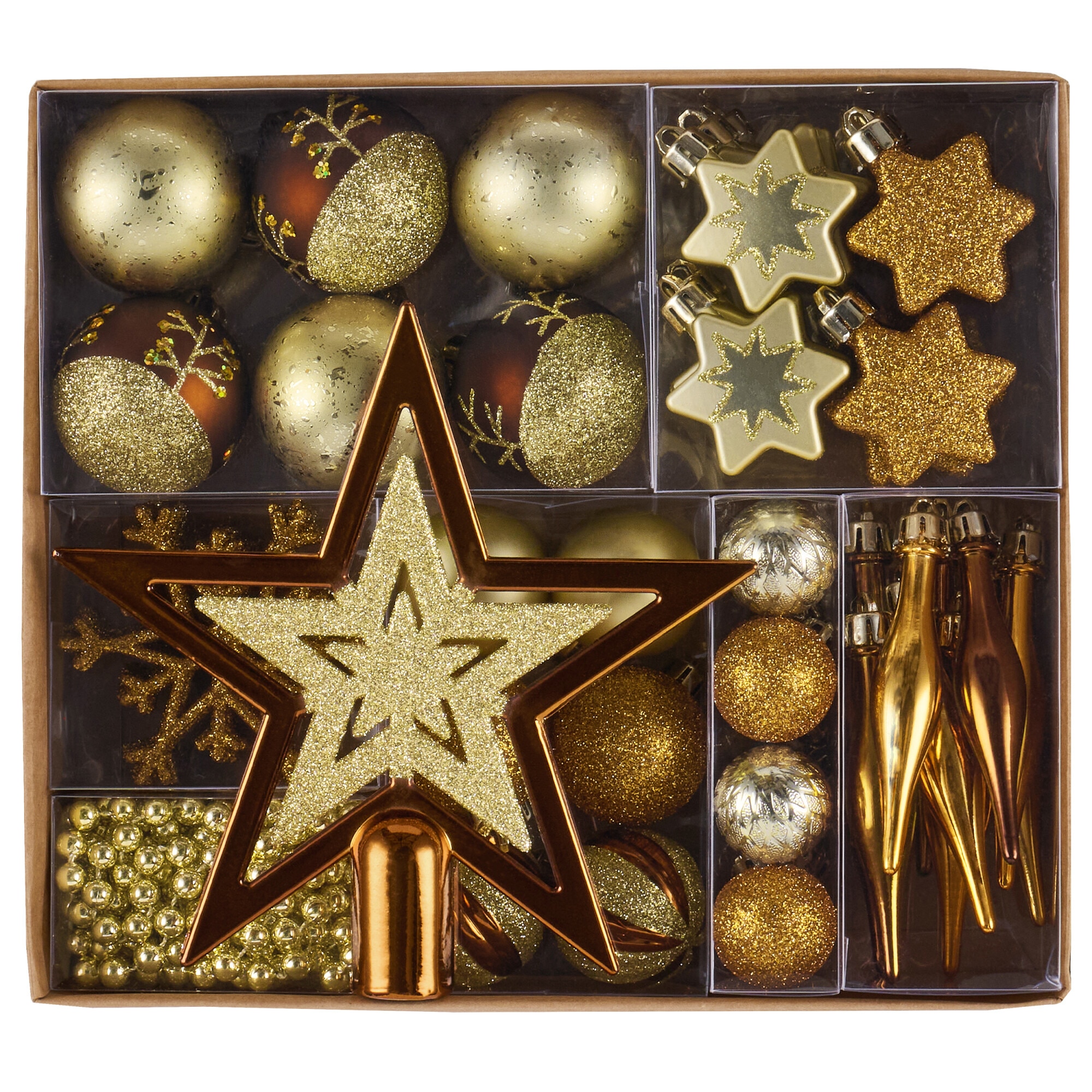 Set 52 de ornamente brad Kring, diverse forme si dimensiuni, Aramiu