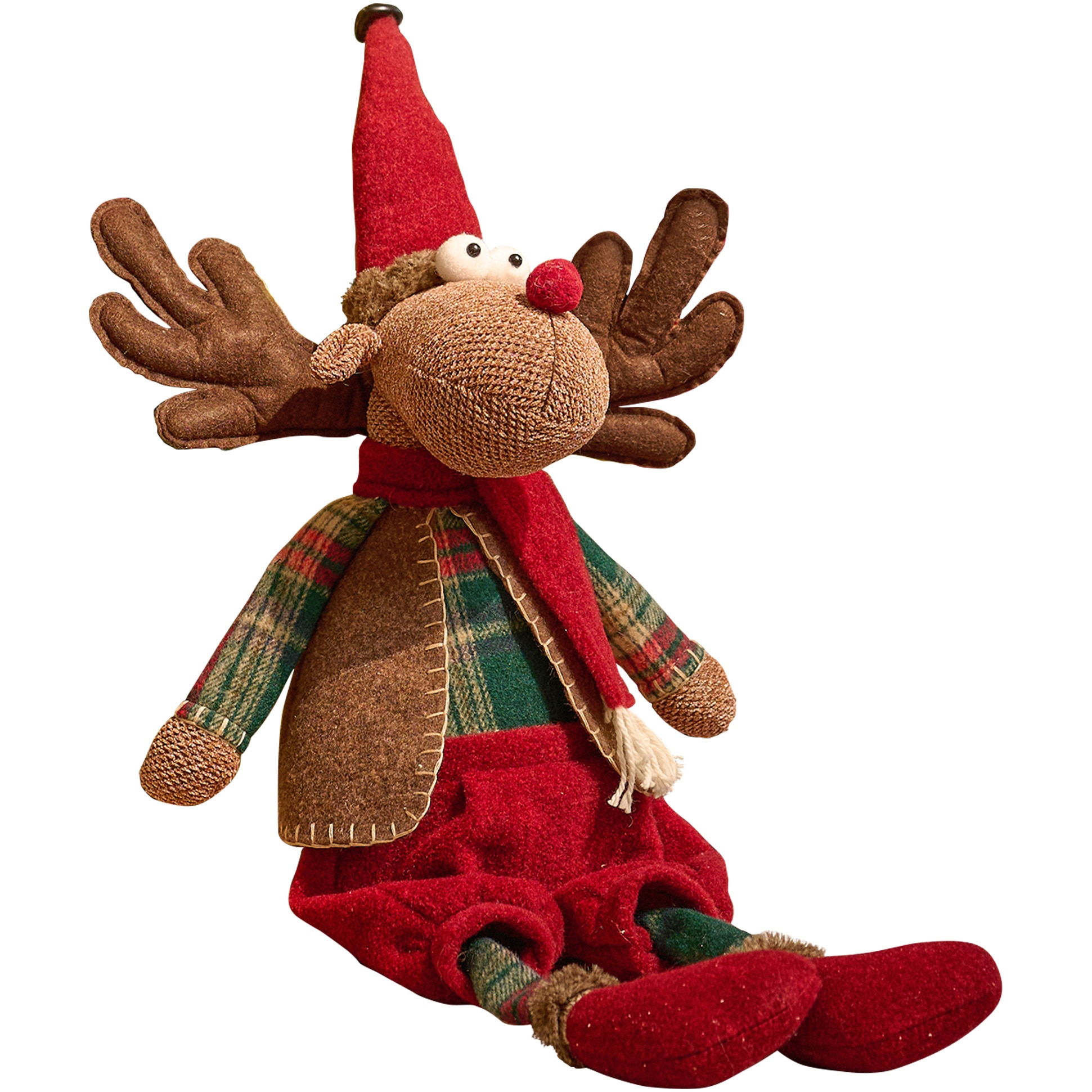 Figurina Ren Kring, 75 cm, asezat, Rosu/Verde