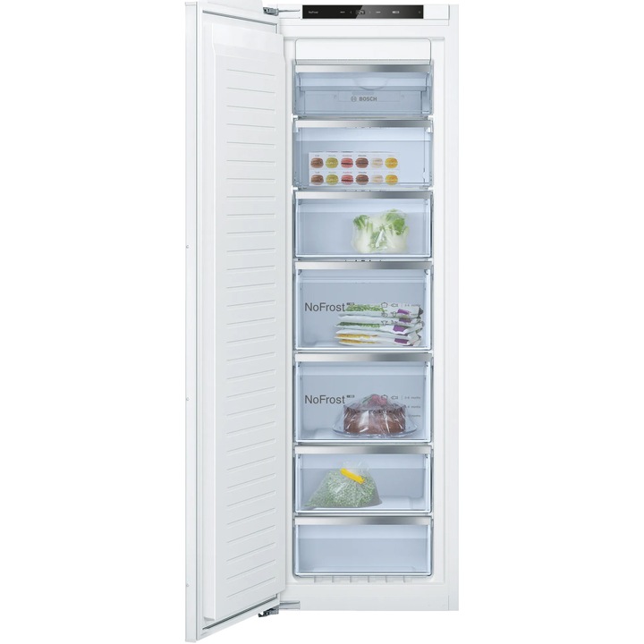 Фризер за вграждане Bosch GIN81VEE0, 212 л, 5 чекмеджета, No Frost, Клас Е, В 177 см