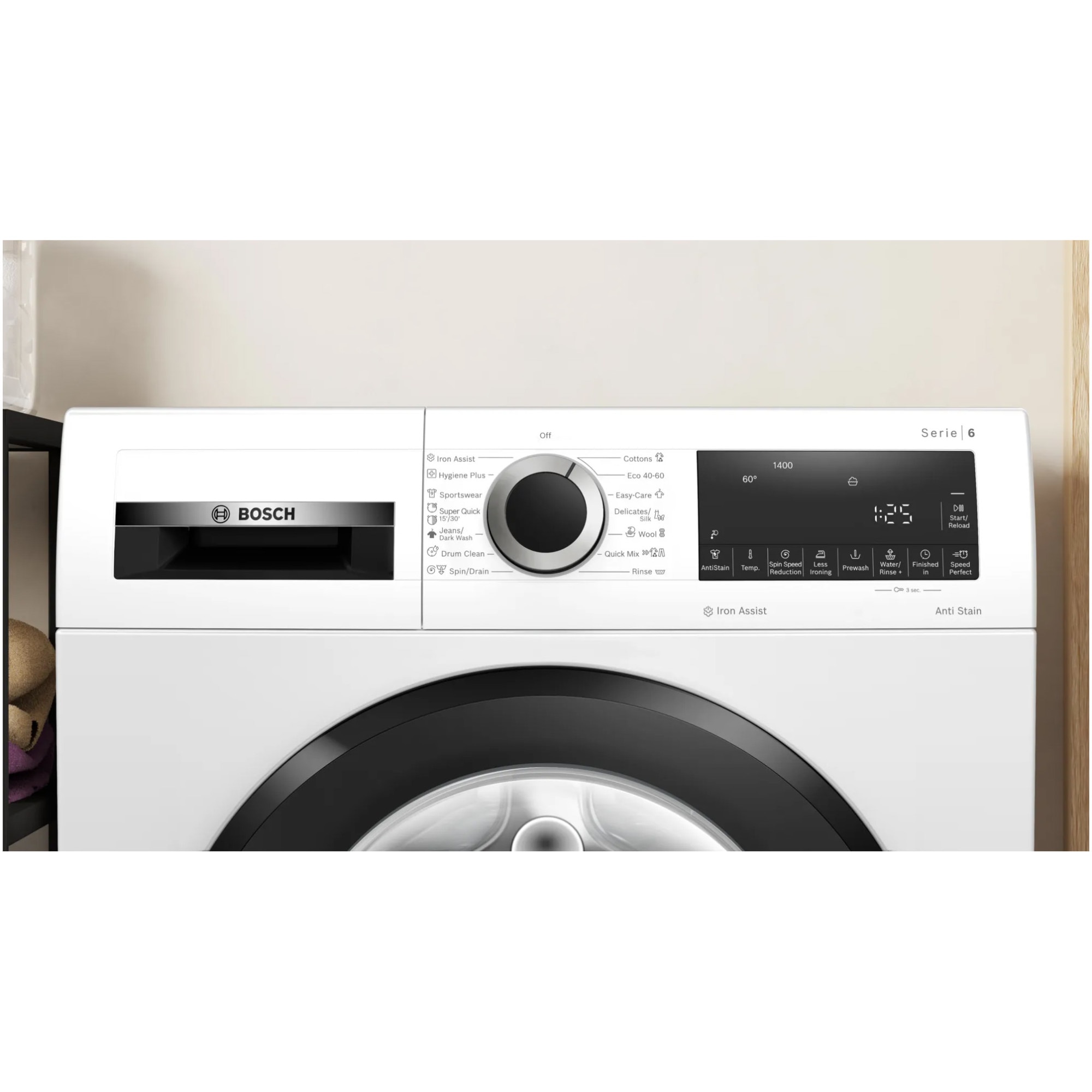 Masina de spalat rufe Bosch WGG244Z5BY, 9 kg, 1400 rpm, Clasa A, Motor EcoSilence Drive, Functie reincarcare, Iron assist, 60 cm, Alb
