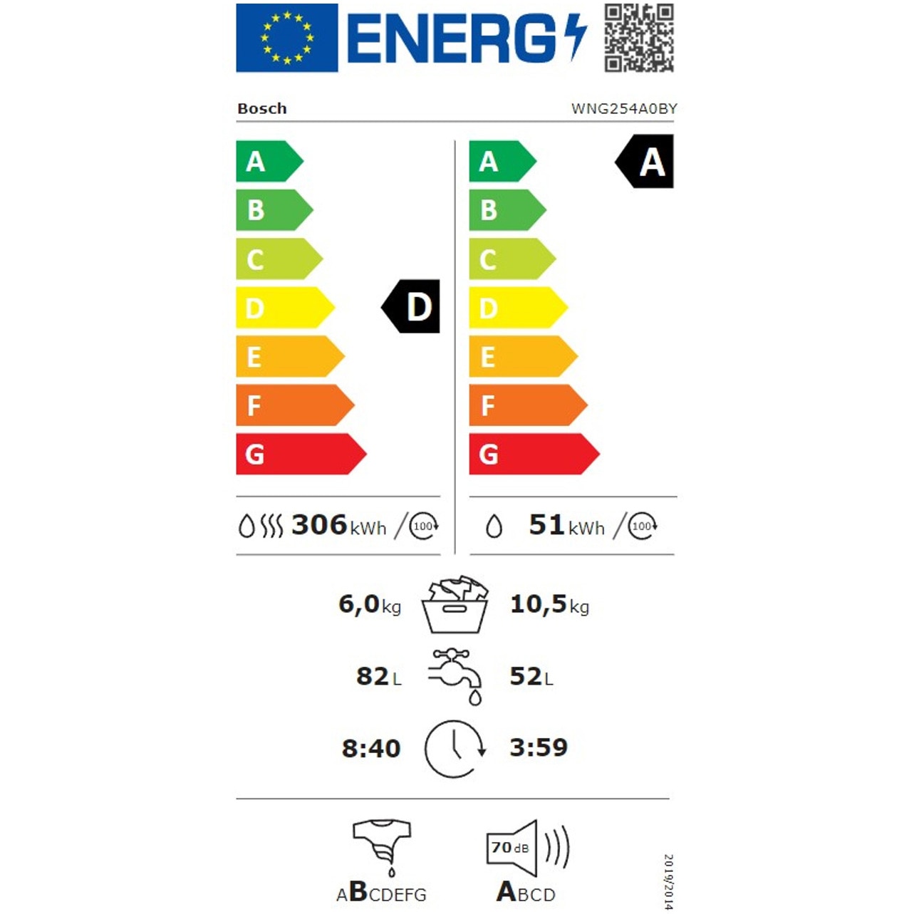 Masina de spalat rufe cu uscator Bosch WNG254A0BY, Spalare 10.5 kg, Uscare 6 kg, Clasa A, i-DOS, Iron Assist, AutoDry, Speed Perfect, Motor EcoSilence Drive, 60 cm, Alb