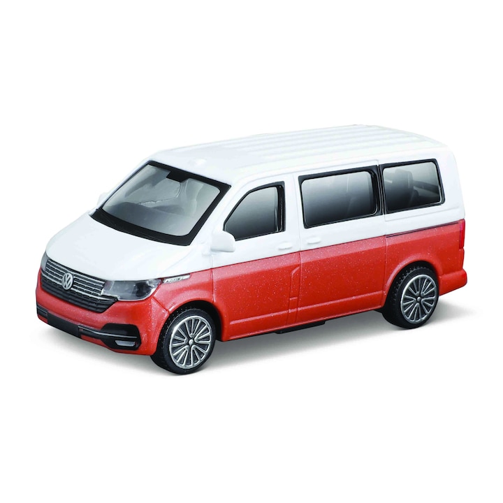 Modell autó Bburago Street Fire 1:43 Wolkswagen T6.1 Transporter fehér/narancs, BB30010R-30434
