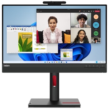 Monitor IPS LED Lenovo ThinkCentre TiO 24 Gen 5, Full HD (1920 x 1080), HDMI, DisplayPort, Touchscreen, Boxe, Pivot (Negru)