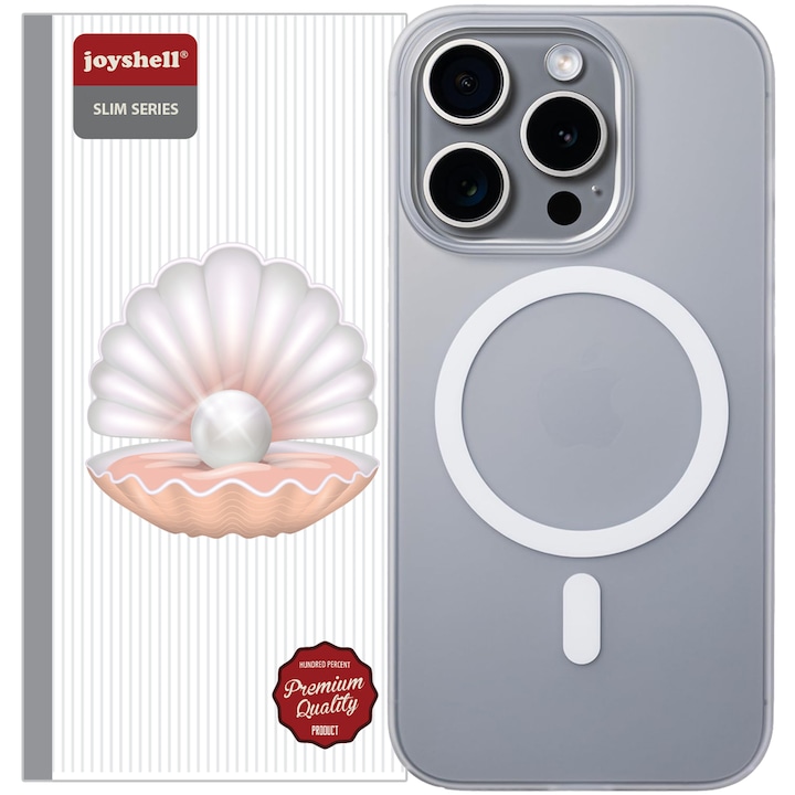 Husa de protectie compatibila cu Apple iPhone 15 Plus, Joyshell cu MagSafe, Ultra Slim Frosted, Alb
