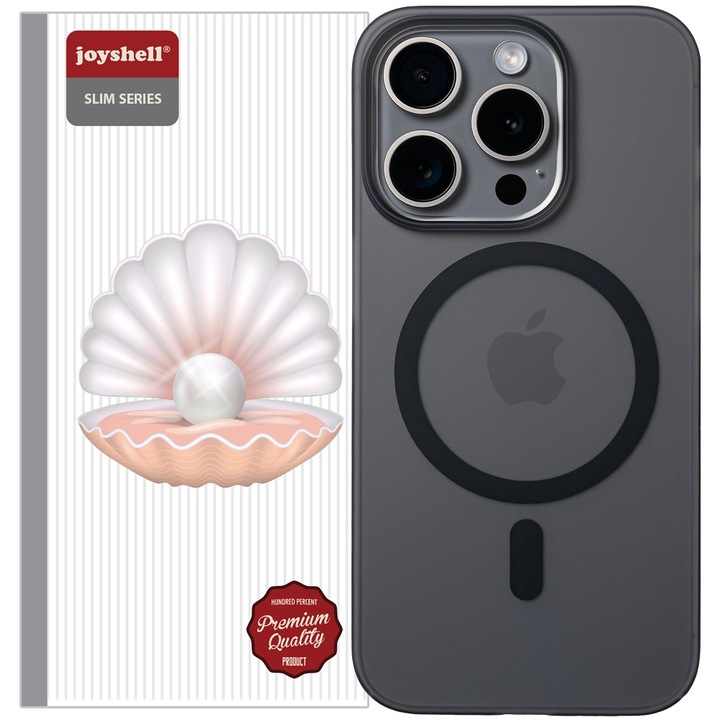 Husa de protectie compatibila cu Apple iPhone 15 Plus, Joyshell cu MagSafe, Ultra Slim Frosted, Negru