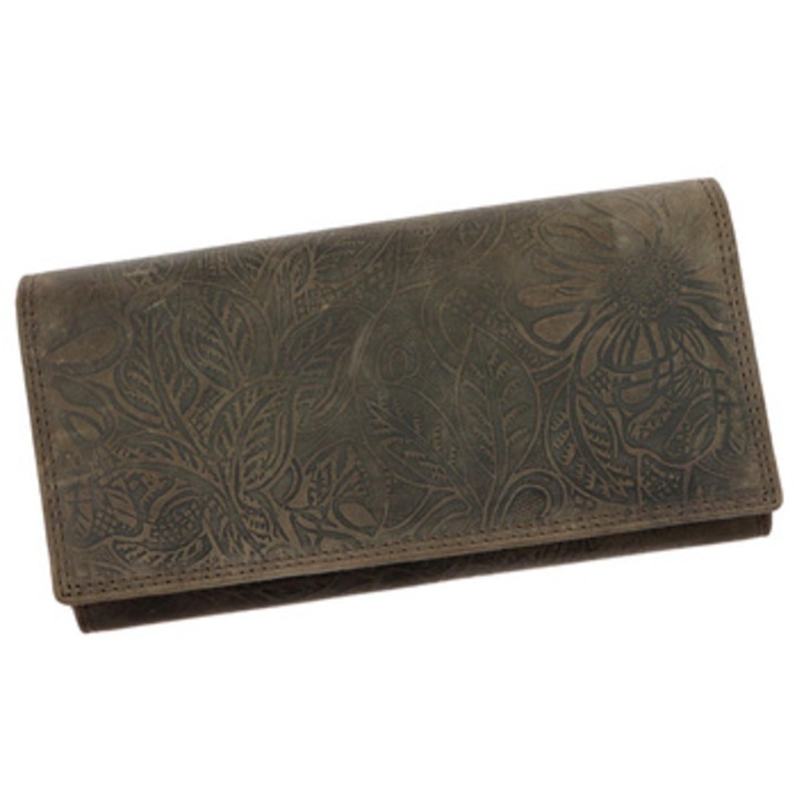 Portofel de dama, Nordee, Piele ecologica, 19x10x3.8cm, Maro