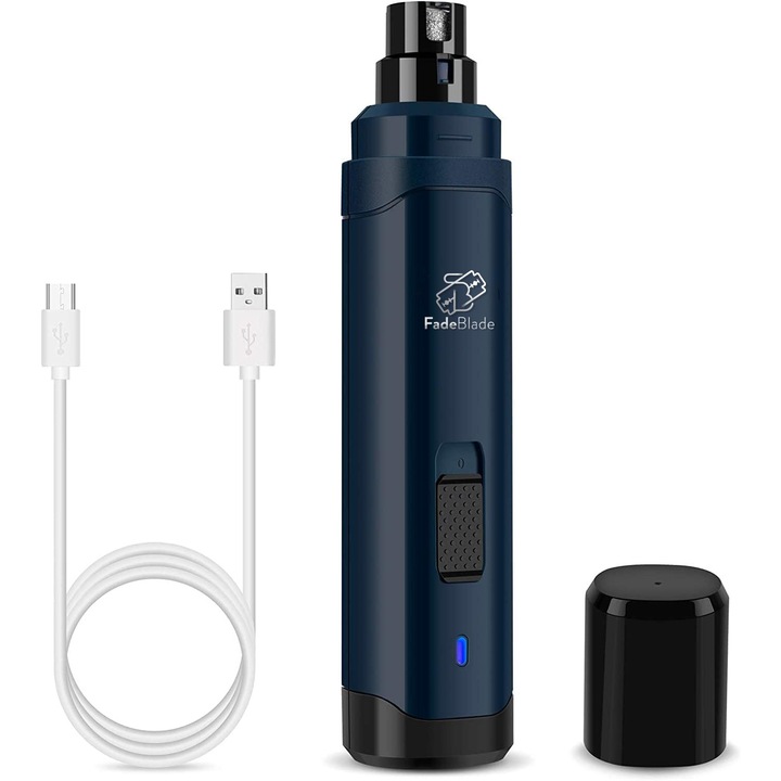 Pila Unghii Animale Electrica FadeBlade® Pet Pro, Disc Diamantat, Caini si Pisici, 2 Viteze, Ultra silentioasa, Acumulator 600 mAh, 8000 rot/min