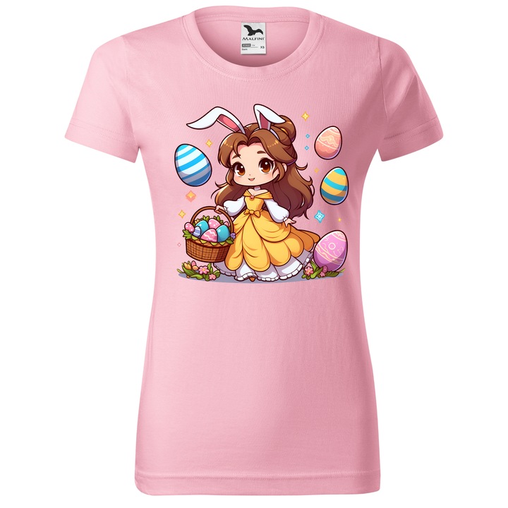 Tricou Paste, Personalizat Disney- Belle, Bumbac 100%, Pentru Copii, Roz, 12 ani, 158 cm