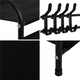 Cuier pentru haine cu banc de depozitare pantofi pe 4 polite, cadru metalic, 25x80x150cm, negru