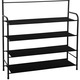 Cuier pentru haine cu banc de depozitare pantofi pe 4 polite, cadru metalic, 25x80x150cm, negru