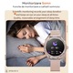 Дамски смарт часовник Evolve-x EvoFitt Slim, Bluetooth разговори и съобщения, Фитнес функции, Мониторинг на пулса, Сън, Ниво на кислород, Кръвно налягане и калории, Гласов асистент, IP67, iOS и Android съвместим, Метална и силиконова гривна, Златист
