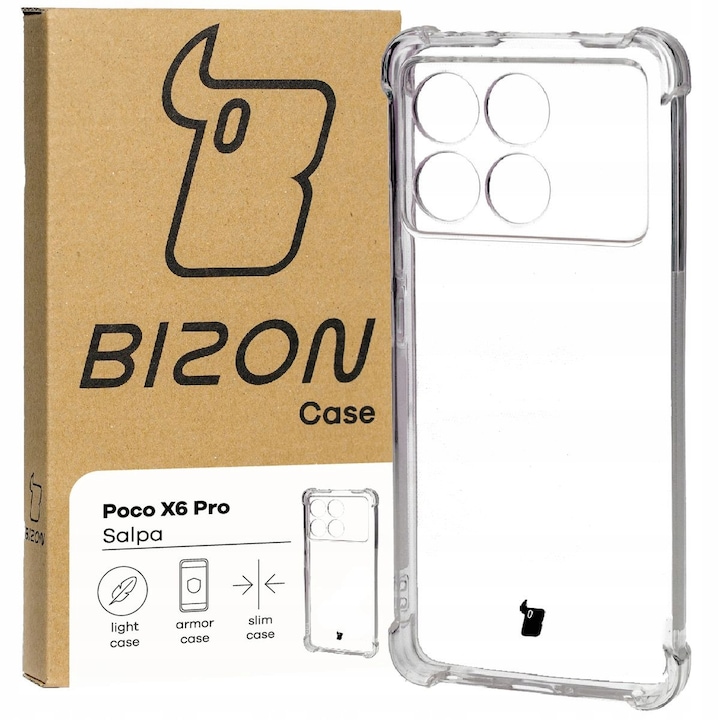 Калъф за телефон, Bizon, Salpa, Модел, съвместим с Xiaomi Poco X6 Pro 5G, Прозрачен