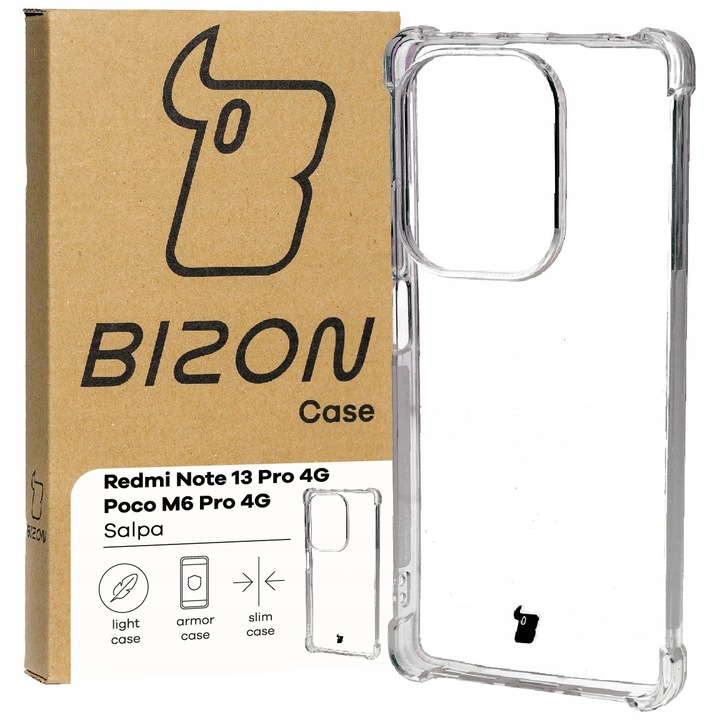 Калъф за телефон, Bizon, Salpa, Модел съвместим с Xiaomi Poco M6 Pro 4G / Xiaomi Redmi Note 13 Pro 4G, Прозрачен