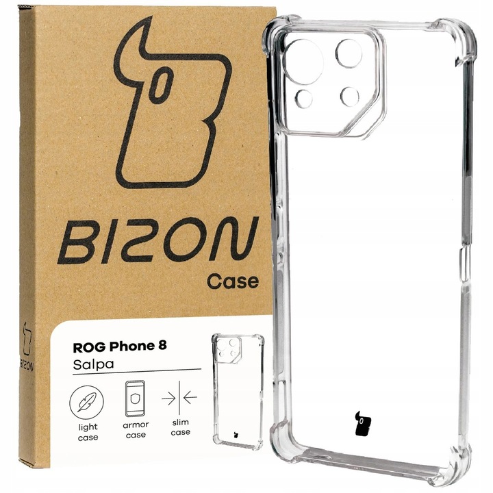 Калъф за телефон, Bizon, Salpa, Модел, съвместим с Asus ROG Phone 8, Прозрачен