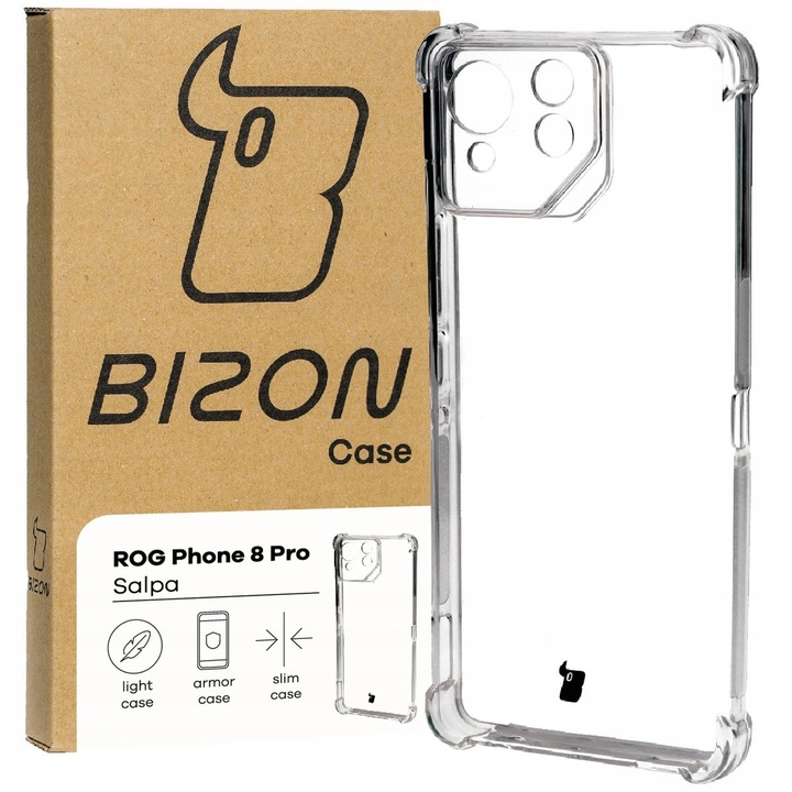 Капак за телефон, Bizon, Salpa, Модел, съвместим с Asus ROG Phone 8 Pro, Прозрачен