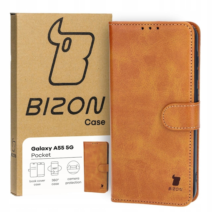 Калъф за телефон, Bizon, Pocket, Модел, съвместим с Galaxy A55 5G, Кафяв