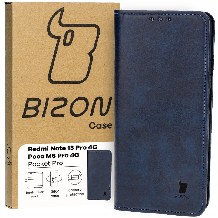 Калъф за телефон, Bizon, Pocket Pro, Модел, съвместим с Xiaomi Redmi Note 13 Pro 4G / Xiaomi Poco M6 Pro 4G, Navy Blue