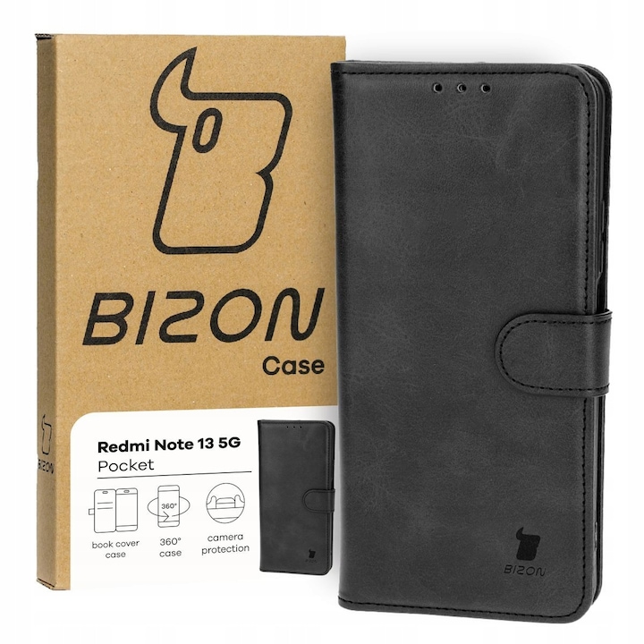 Калъф за телефон, Bizon, Pocket, Модел, съвместим с Xiaomi Redmi Note 13 Pro 5G / Xiaomi Poco X6, Черен