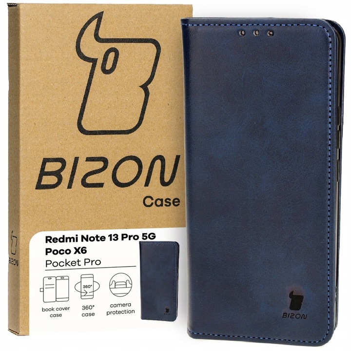 Калъф за телефон, Bizon, Pocket Pro, Модел, съвместим с Xiaomi Redmi Note 13 Pro 5G / Xiaomi Poco X6, Navy Blue