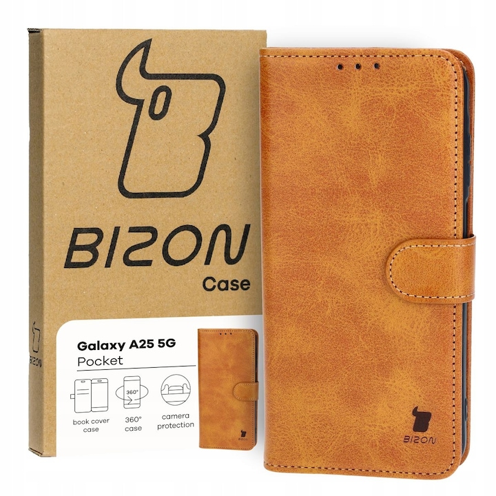 Калъф за телефон, Bizon, Pocket, Модел, съвместим с Galaxy A25 5G, Кафяв