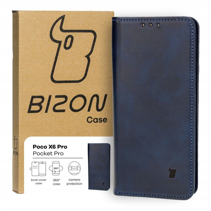 Калъф за телефон, Bizon, Pocket Pro, Модел, съвместим с Xiaomi Poco X6 Pro 5G, Navy Blue